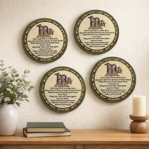 The Celtic Card Team Irish BlessingMay the Road Rise 4 Pack Irish Drink Coaster